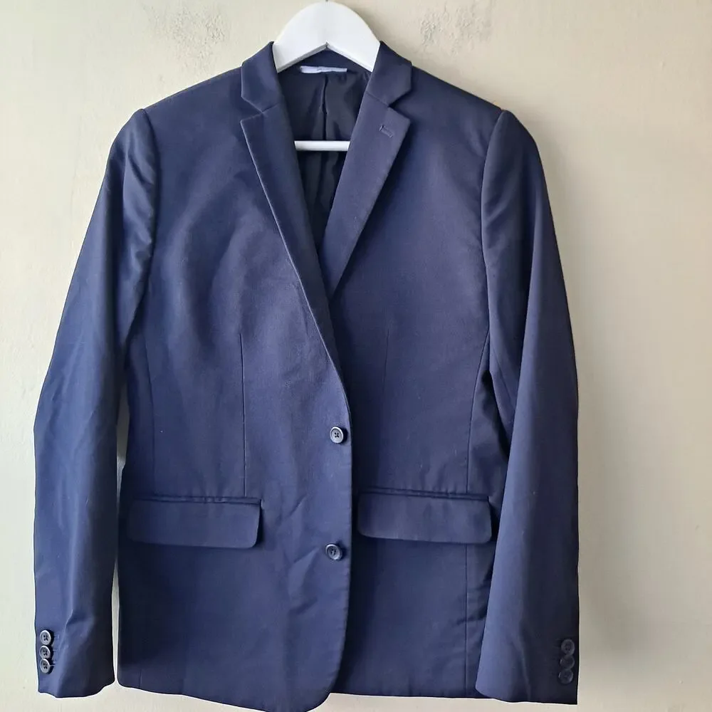 Nordstrom Navy Single Breasted 2 Button Career Work Blazer Jacket Boys Size 16
